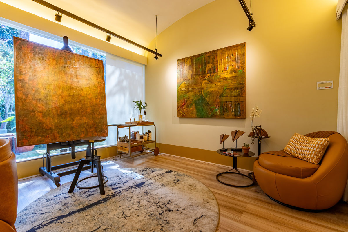 Piso laminado Eucafloor Elmo Macciato, da Linha Max Elegance, e Cordão Estilo Combinação 7